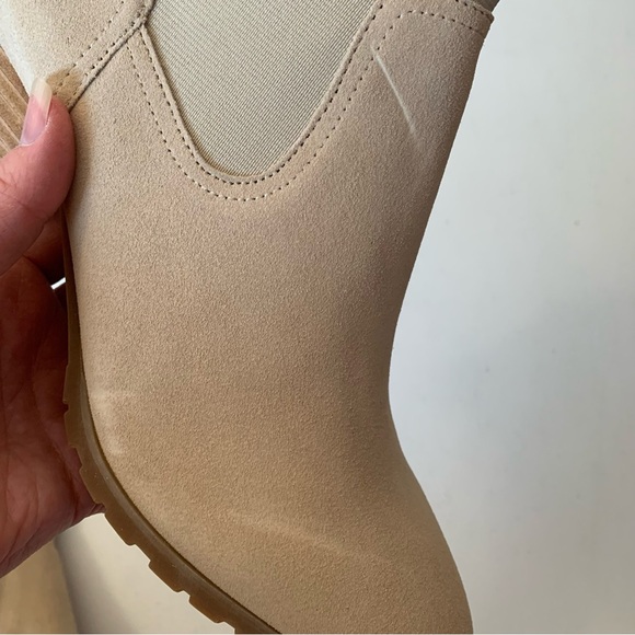 Violet & Red Tan Suede Loaded Knit Cuff Heeled Bootie Boots Size 8.5 NWT - Picture 10 of 17